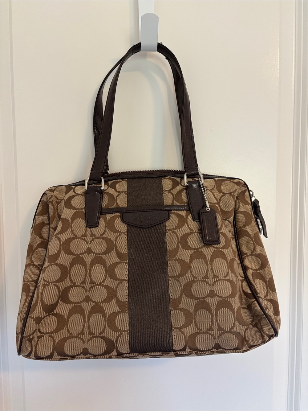 Coach Brown Signature Canvas Tote with Dark Trim